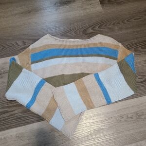 Grey Bandit Striped Cropped Sweater S